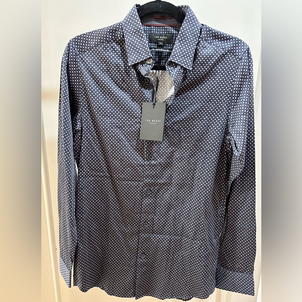 NWT Ted Baker London Mens Dress Geo Print Shirt 100% Cotton
